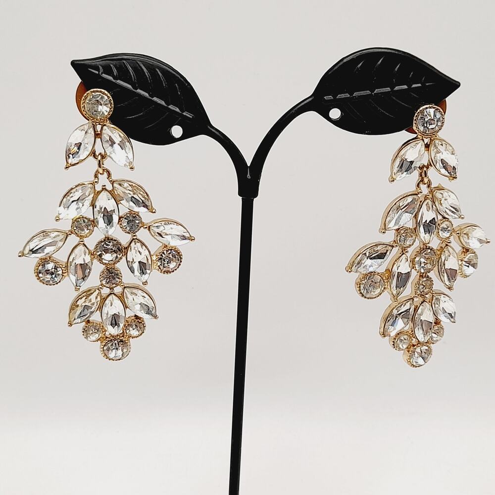 MONET Rhinestone Chandelier Earrings – Wedding / Holiday Glam